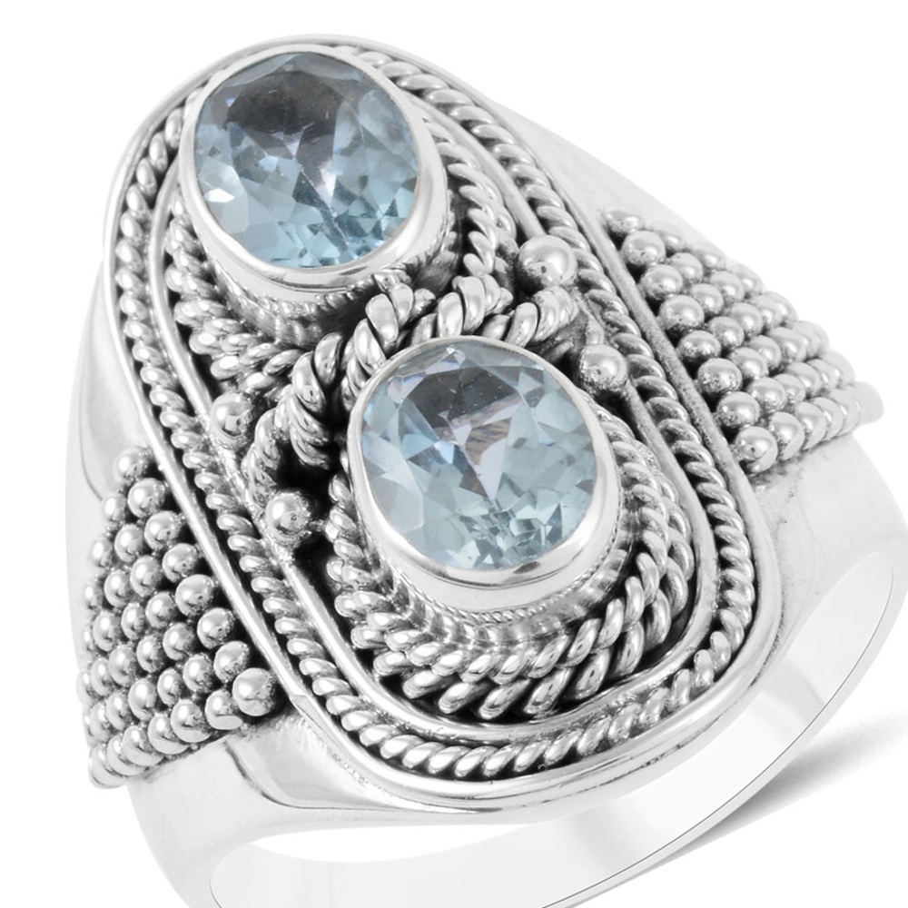 Blue Topaz Sterling Silver 925 Ring NWTS - Picture 3 of 6